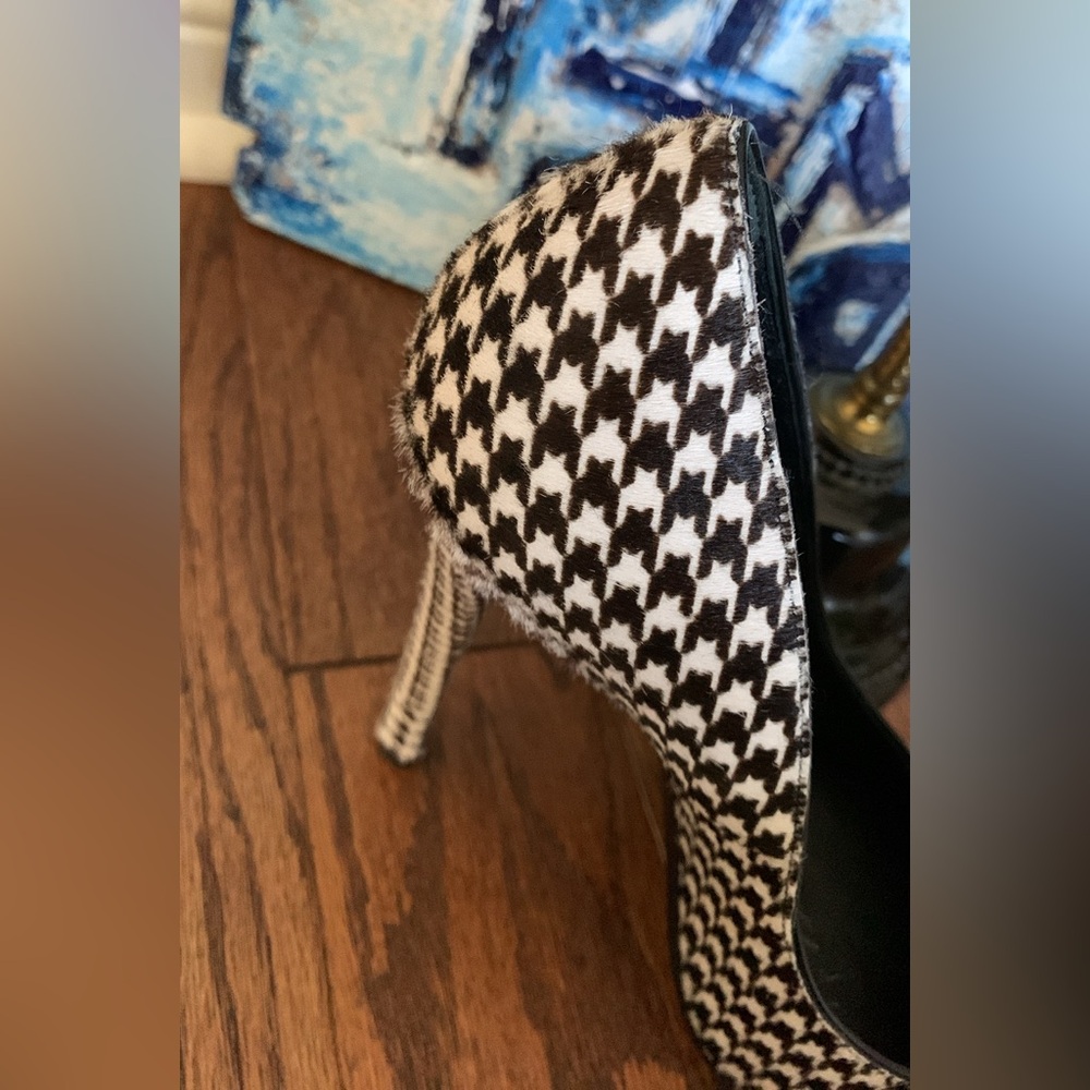 Roger Vivier Calf Hair Leather Houndstooth Stiletto Heels ๐ Hidden Platform - Picture 14 of 15